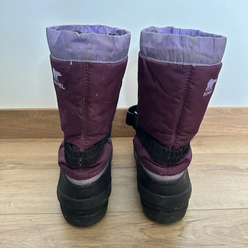 Sorel Girls Youth Size 7 Purple Magenta Waterproof Snow Boots Removable Liner